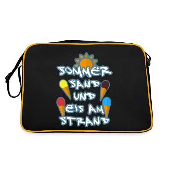 Eis essen im Sommer am Strand - Retro Tasche - Schwarz/Gold - Hinten