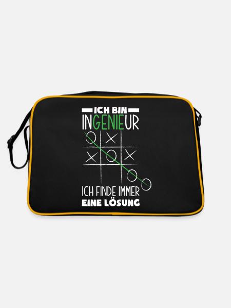 Lustiges Ingenieur Geschenke Geschenkidee - Retro Tasche - Schwarz/Gold - Hinten