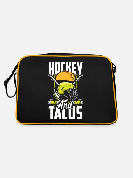 Lustiges Eishockey Hockey Geschenk Geschenkidee - Retro Tasche - Schwarz/Gold - Hinten