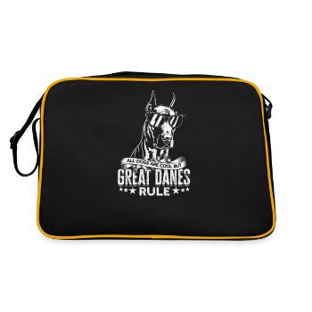 Alle Hunde sind cool, aber große Doggen regieren - Hund - Retro Tasche - Schwarz/Gold - Hinten