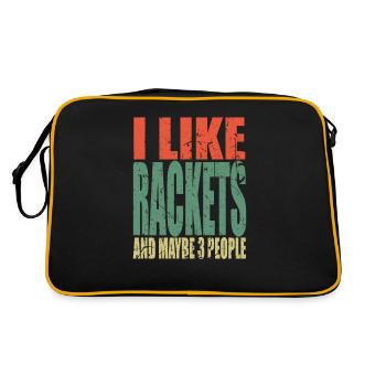Rackets Spruch lustig - Retro Tasche - Schwarz/Gold - Hinten