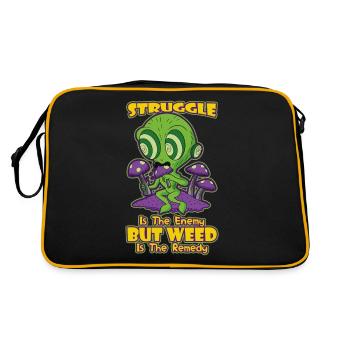 La lutte est l’ennemi, mais l’herbe est le remède - Sac Retro - noir/or - Dos
