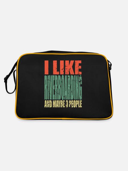 Riverboarding Spruch lustig - Retro Tasche - Schwarz/Gold - Hinten