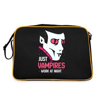 Only vampires work day shift sayings at night - Retro Bag - black/gold - Back