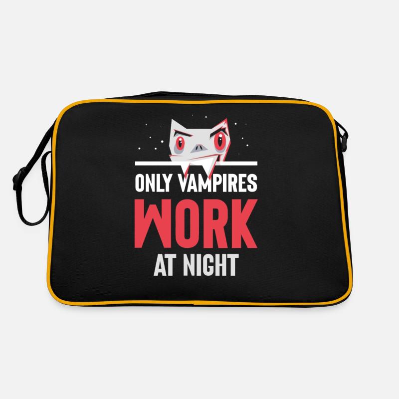 Nur Vampire Arbeiten Nachts Sprüche Tagschicht Retro Tasche
