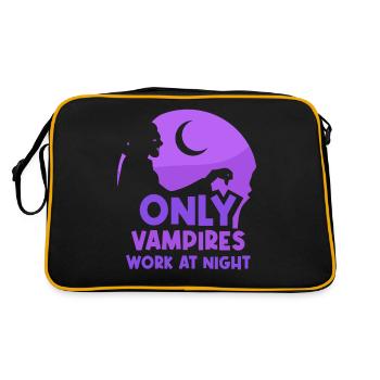 Only vampires work at night sayings day shift - Retro Bag - black/gold - Back