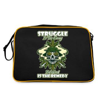La lutte est l’ennemi, mais l’herbe est le remède - Sac Retro - noir/or - Dos