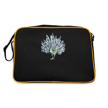 Peacock I Peacock Eye Motif with Peacock Feather - Retro Bag - black/gold - Back
