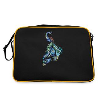 Peacock I Peacock Eye Motif with Peacock Feather - Retro Bag - black/gold - Back