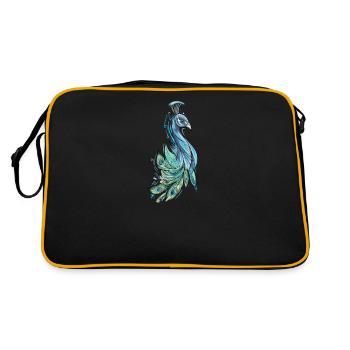 Peacock I Peacock Eye Motif with Peacock Feather - Retro Bag - black/gold - Back