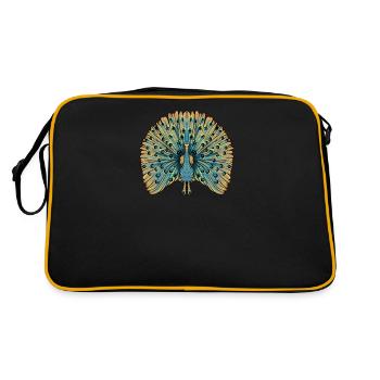 Peacock I Peacock Eye Motif with Peacock Feather - Retro Bag - black/gold - Back