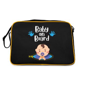 Baby on Board Schwangerschaft Geschenk Geburt - Retro Tasche - Schwarz/Gold - Hinten