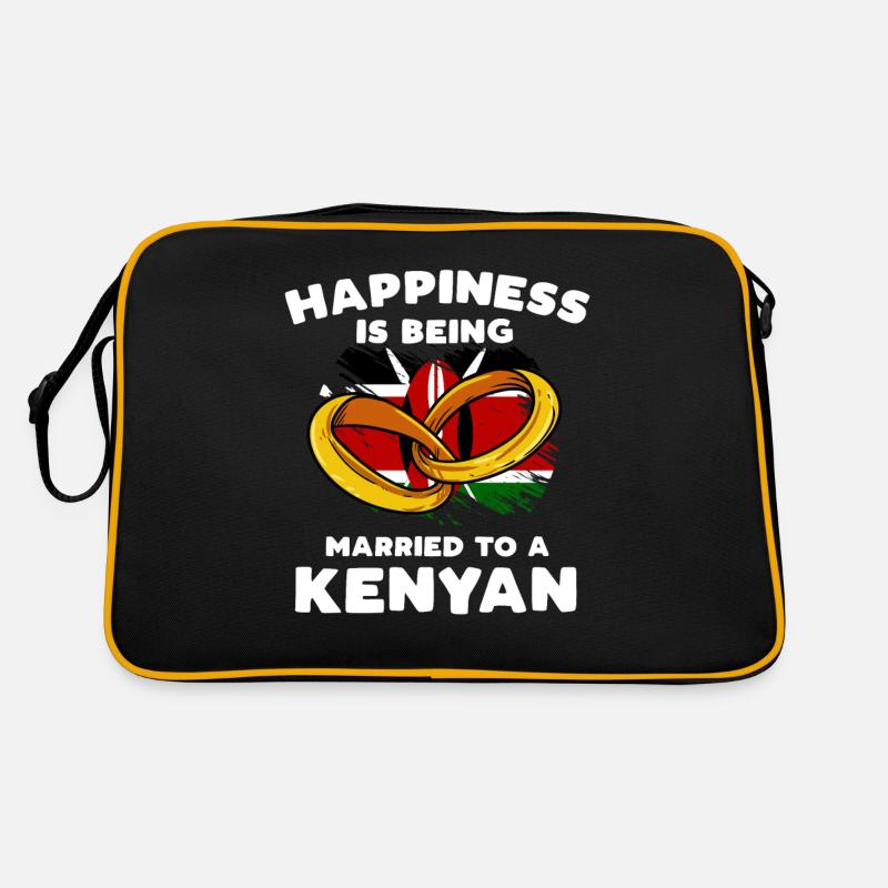 Glücklich ist, wer mit einem Kenianer verheiratet - Retro Tasche - Schwarz/Gold