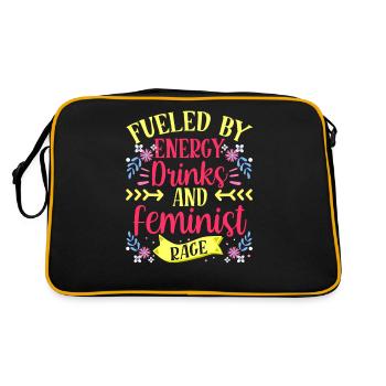 Alimenté par les boissons énergisantes et la colère féministe - Sac Retro - noir/or - Dos