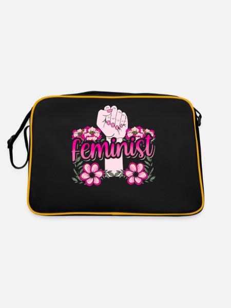 Feministisch Feminismus Feminist Frauenrechte - Retro Tasche - Schwarz/Gold - Hinten