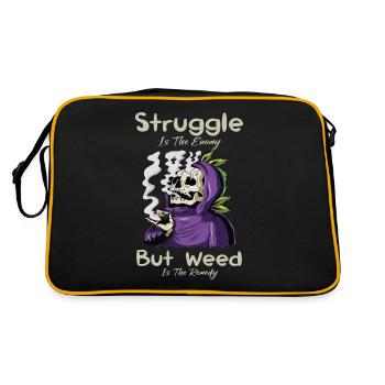 La lutte est l’ennemi, mais l’herbe est le remède - Sac Retro - noir/or - Dos