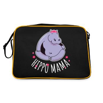 Hippo Mama Hippo Gift - Retro Bag - black/gold - Back