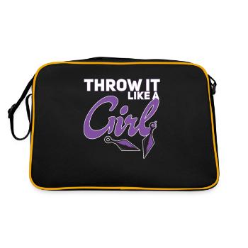 Throw Like A Girl Funny Knife Kunai Throw - Retro Tasche - Schwarz/Gold - Hinten