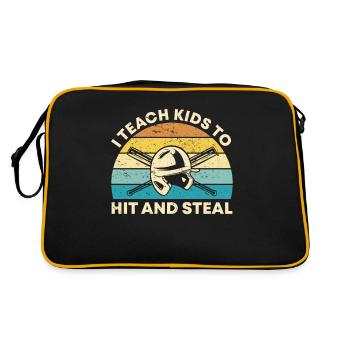 Baseball Baseballspieler Coach Trainer Sprüche - Retro Tasche - Schwarz/Gold - Hinten