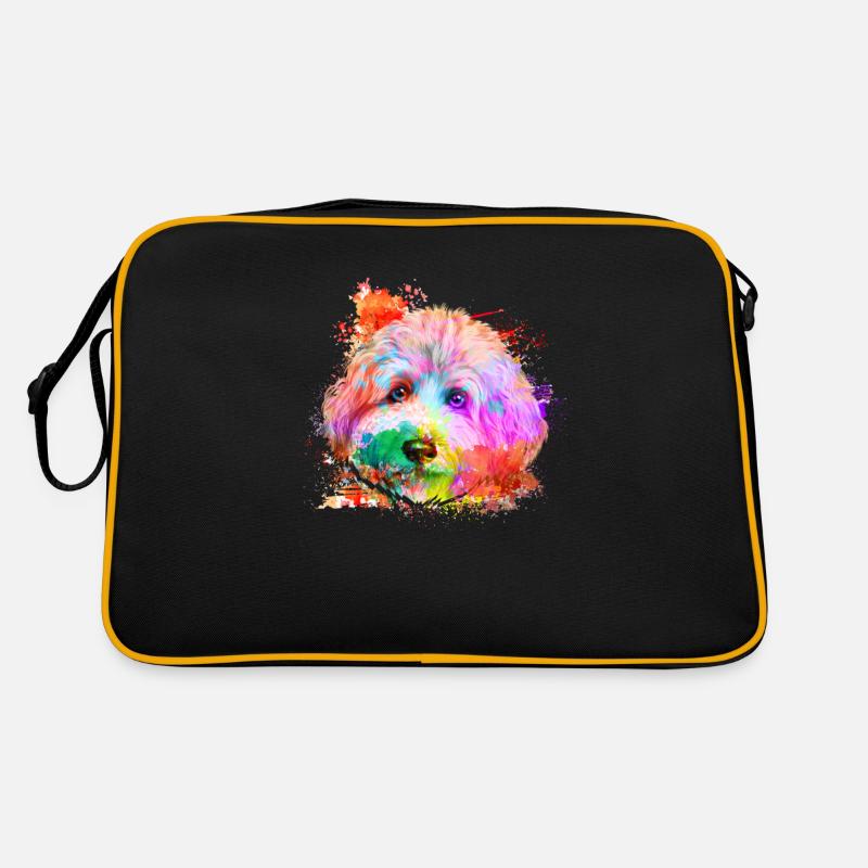 Portrait coloré Golden Doodle - doodle doré Sac Retro