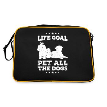 Lebensziel Haustier alle Hunde - Welpe - Retro Tasche - Schwarz/Gold - Hinten