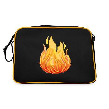 Retro Pixel Feuer - Retro Tasche - Schwarz/Gold - Hinten