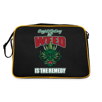 La lutte est l’ennemi, mais l’herbe est le remède - Sac Retro - noir/or - Dos