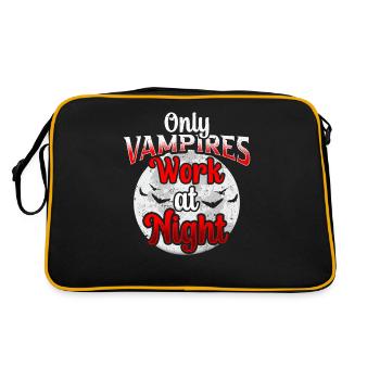 Only vampires work day shift sayings at night - Retro Bag - black/gold - Back