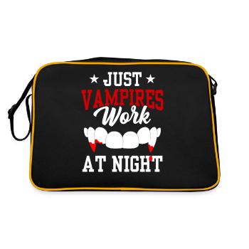 Only vampires work day shift sayings at night - Retro Bag - black/gold - Back