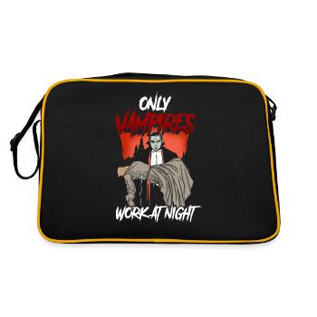 Only vampires work day shift sayings at night - Retro Bag - black/gold - Back
