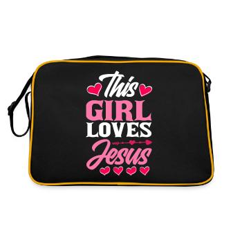 Mädchen Jesus Christus Christ Religion Religiös - Retro Tasche - Schwarz/Gold - Hinten