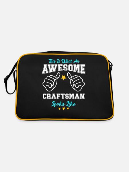 This Is What An Awesome Craftsman Looks Like - Retro Tasche - Schwarz/Gold - Hinten
