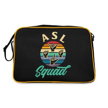ASL Alphabet Professeur American Sing Language ASL - Sac Retro - noir/or - Dos