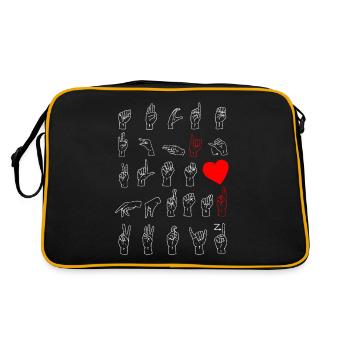 ASL Alphabet Professeur American Sing Language ASL - Sac Retro - noir/or - Dos