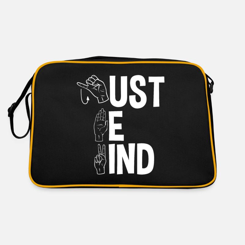 ASL Alphabet American Sing Language ASL Teacher - Retro Tasche - Schwarz/Gold