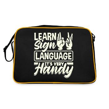 ASL Alphabet Teacher American Sing Language Its - Retro Bag - black/gold - Back