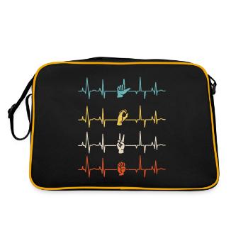ASL Alphabet American Sing Langue ASL Professeur - Sac Retro - noir/or - Dos