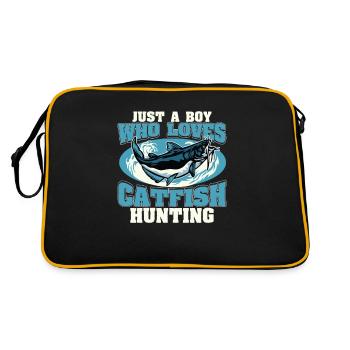 Just A Boy Who Loves Fihsing Poisson-chat amusant - Sac Retro - noir/or - Dos