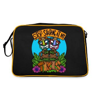 Stop Staring At My Tiki Hawaiian Hawaii Luau - Retro Bag - black/gold - Back