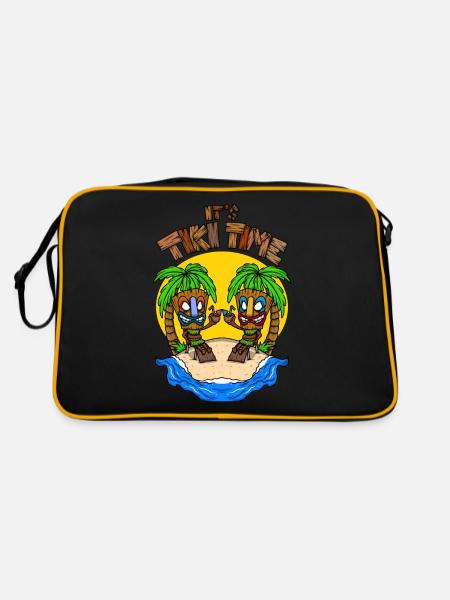 It's Tiki Time Head Tiki Hawaiian Hawaii Luau - Retro Bag - black/gold - Back