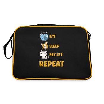 Eat Sleep Pet Sit Repeat - amoureux des chats - Sac Retro - noir/or - Dos