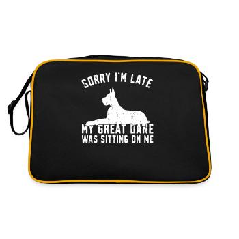 Désolé je suis en retard mon grand danois était assis sur moi - - Sac Retro - noir/or - Dos