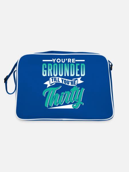 Du Bist Geerdet Bis Du Dreißig Bist Papa Vater - Retro Tasche - Blau/Weiß - Hinten