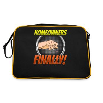 Hauseigentümer Endlich Haus Hausbesitzer Hausherr - Retro Tasche - Schwarz/Gold - Hinten