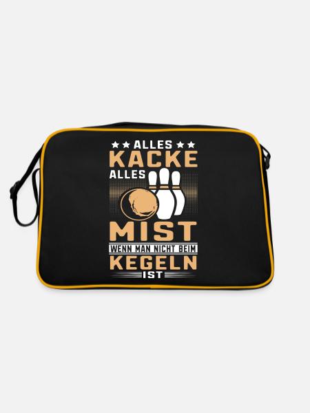Alles Kacke alles Mist Senioren Kegeln Sportkegler - Retro Tasche - Schwarz/Gold - Hinten