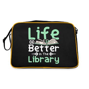 Life is better in the Library - Retro Bag - black/gold - Back