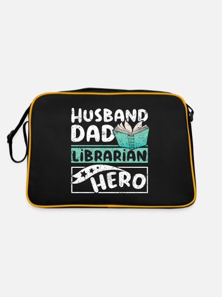 Husband dad librarian hero - Retro Bag - black/gold - Back
