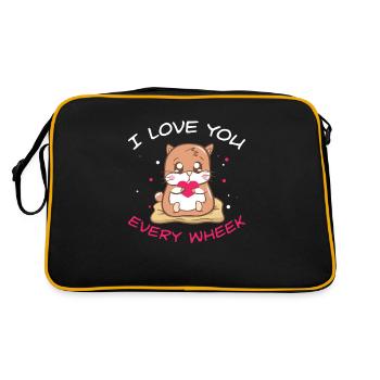 Lustige Cavy Wheek für einen heimischen - Retro Tasche - Schwarz/Gold - Hinten
