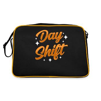 Tagschicht Schichtdienst Schichtarbeit Sprüche - Retro Tasche - Schwarz/Gold - Hinten