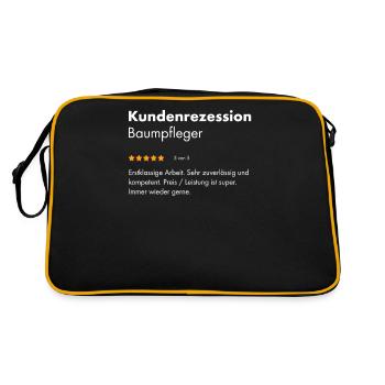 Baumpfleger I Baumkletterer Kettensäge Motiv für - Retro Tasche - Schwarz/Gold - Hinten